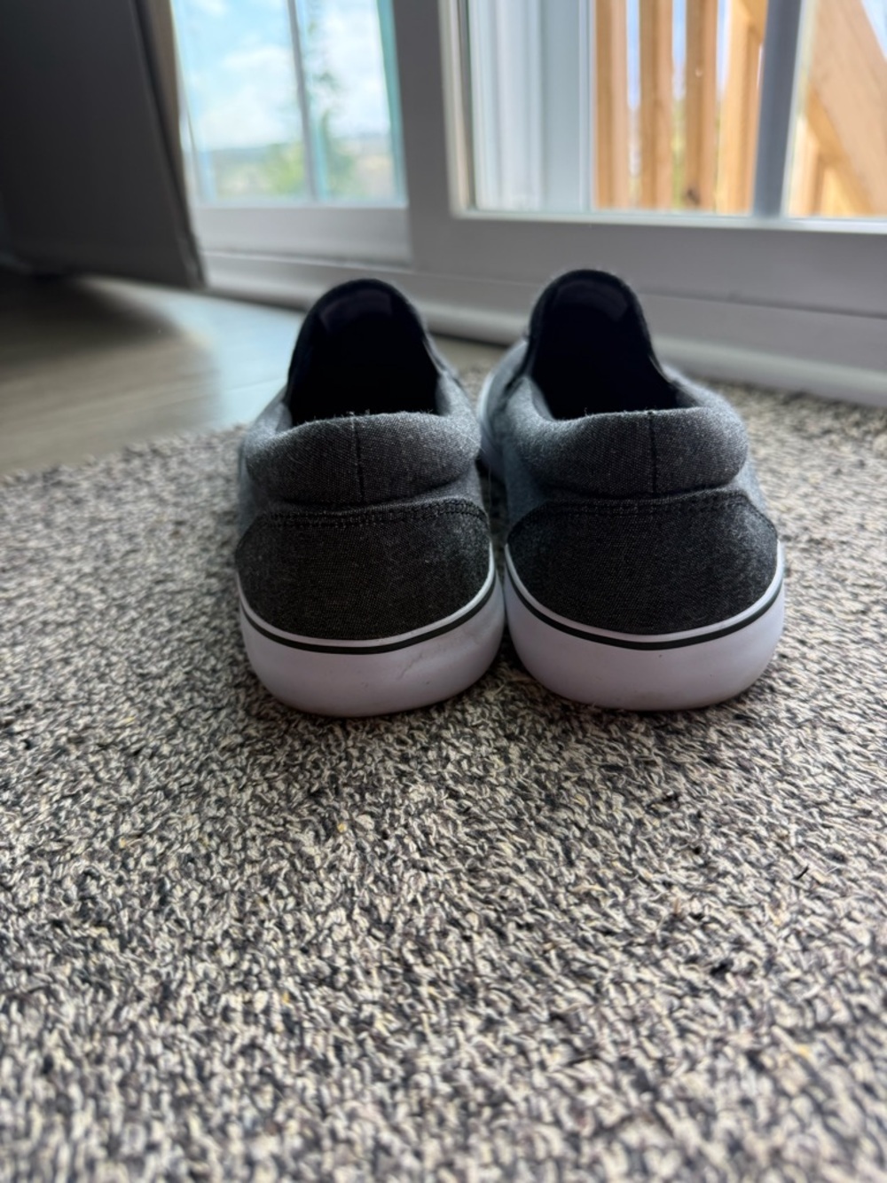 Gray Slip-On Canvas Sneakers with White Sole - Picture 3 of 5